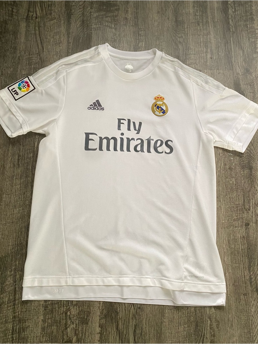 Real Madrid 2015/16 Home Jersey Adidas Fly Emirates Adult Size Large White Shirt